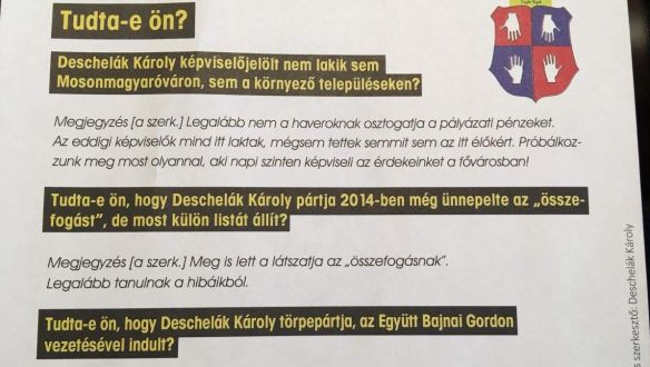 Előre betámadta magát az Együtt jelöltje egy kamu lejáratószórólapon